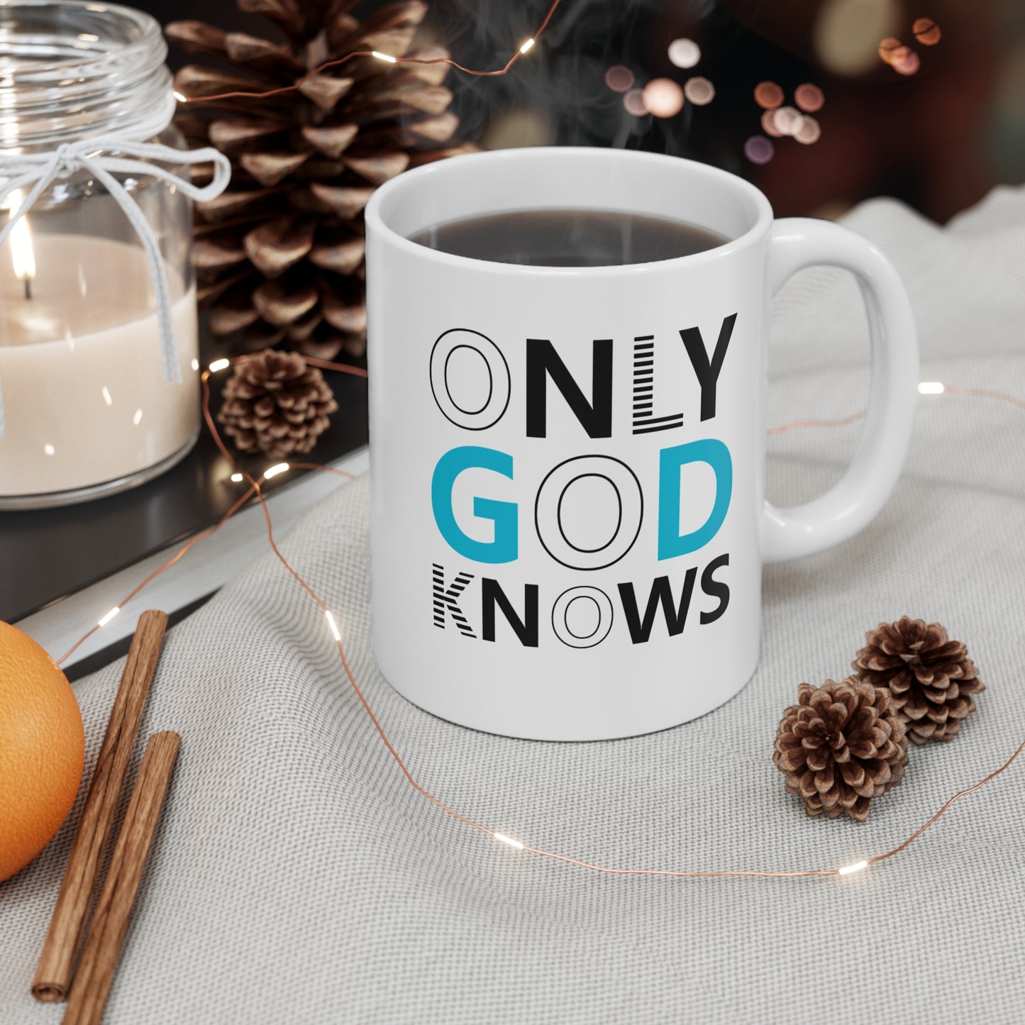 Only God Knows White Ceramic Mug