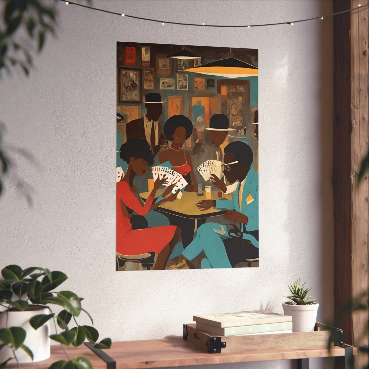 Spades Game Night Wall Art Vertical Posters, Mid-century African American Art