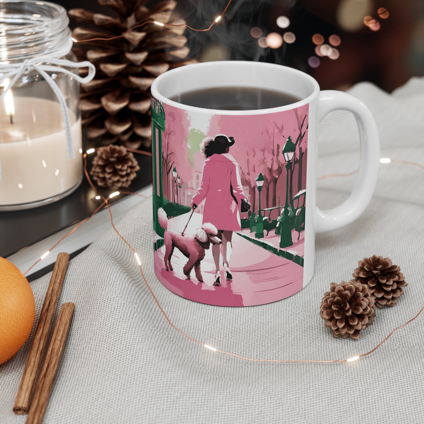 Poodle Walking in Paris Ceramic Mug | Coffee Mug for Dog Lovers | Gift for Her