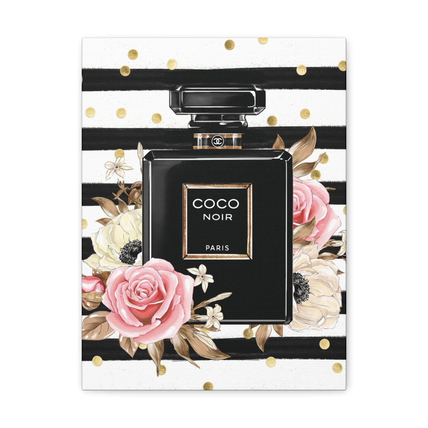 Elegance in Black: Coco Noir Perfume Bottle Canvas Art