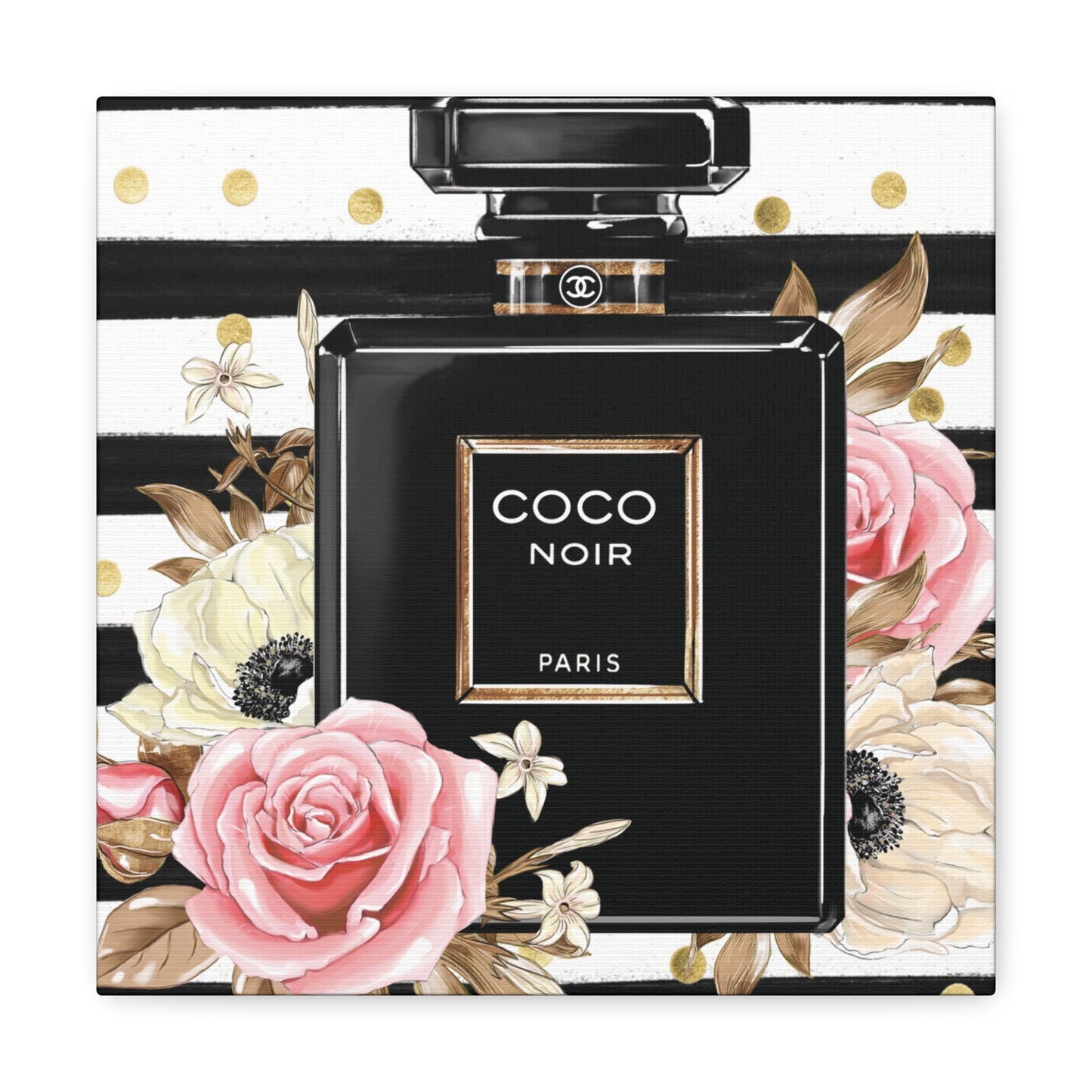 Elegance in Black: Coco Noir Perfume Bottle Canvas Art