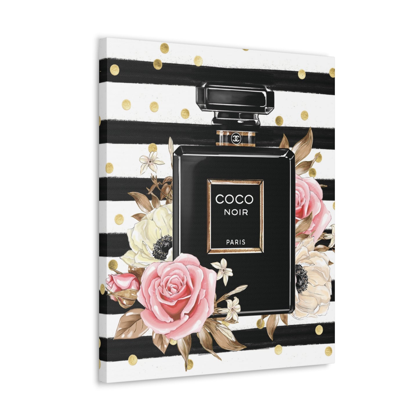 Elegance in Black: Coco Noir Perfume Bottle Canvas Art