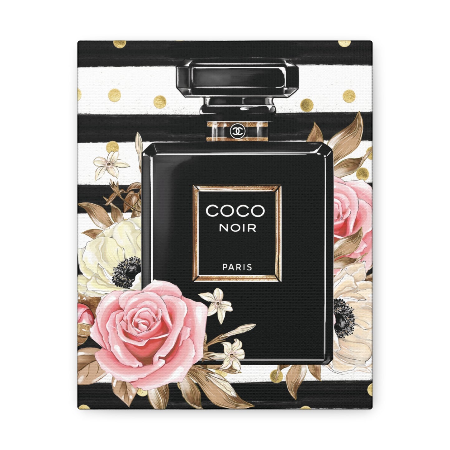 Elegance in Black: Coco Noir Perfume Bottle Canvas Art