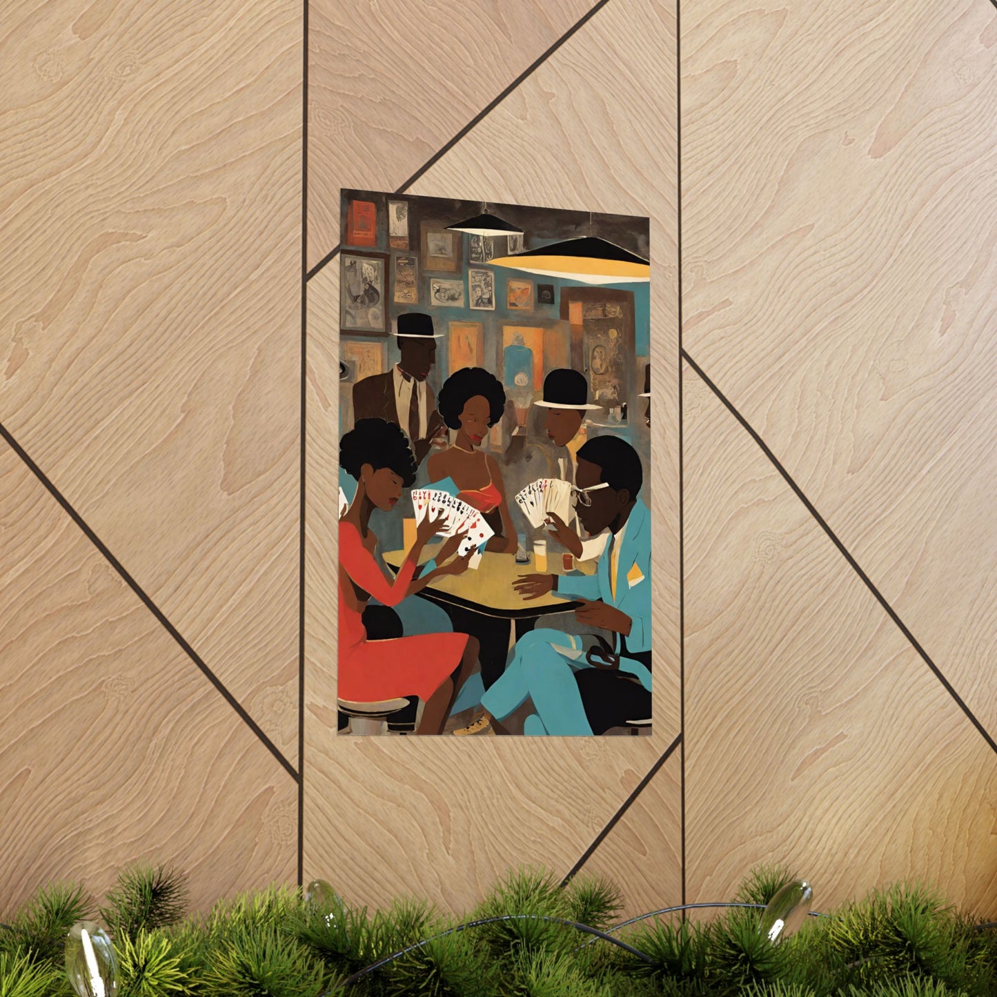 Spades Game Night Wall Art Vertical Posters, Mid-century African American Art