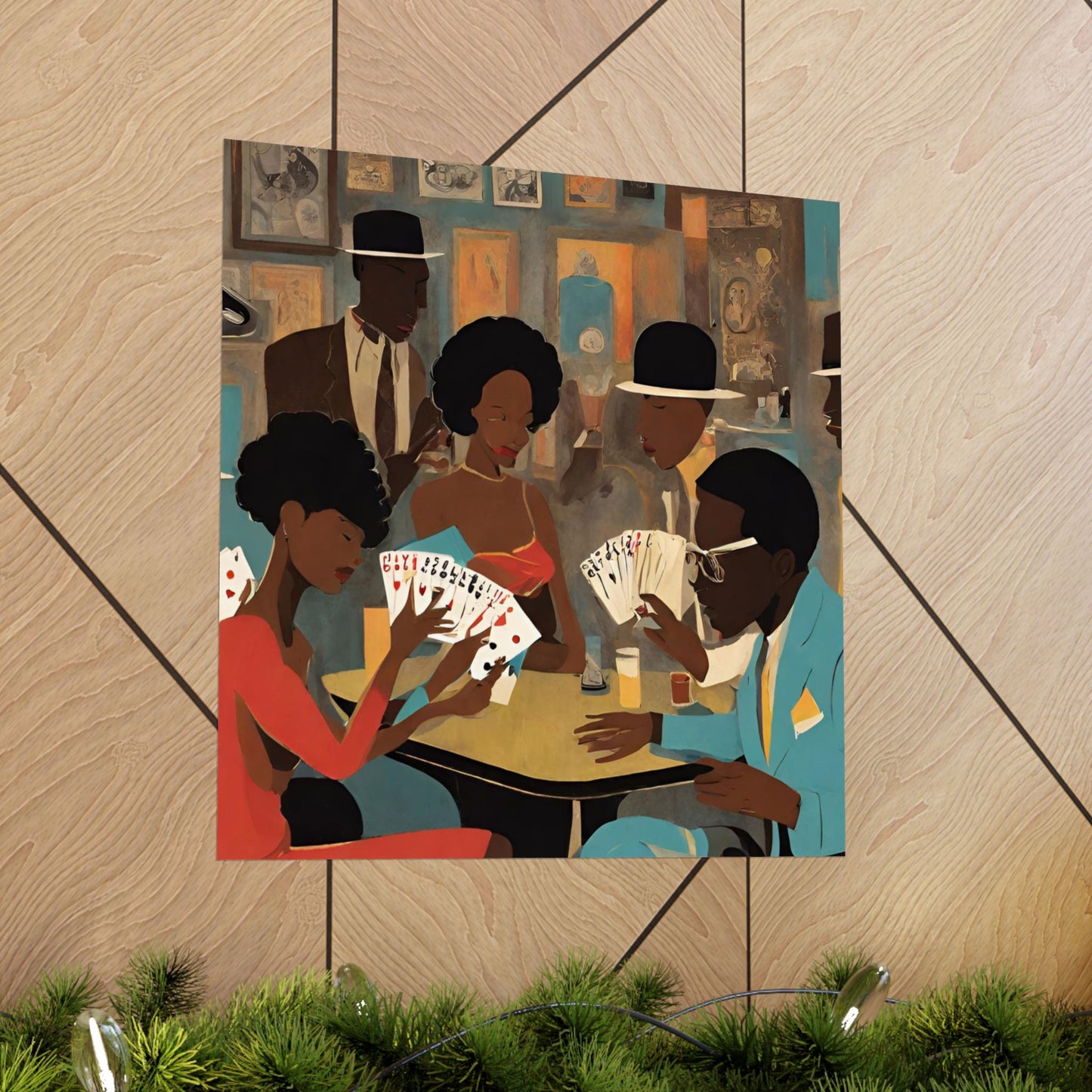 Spades Game Night Wall Art Vertical Posters, Mid-century African American Art