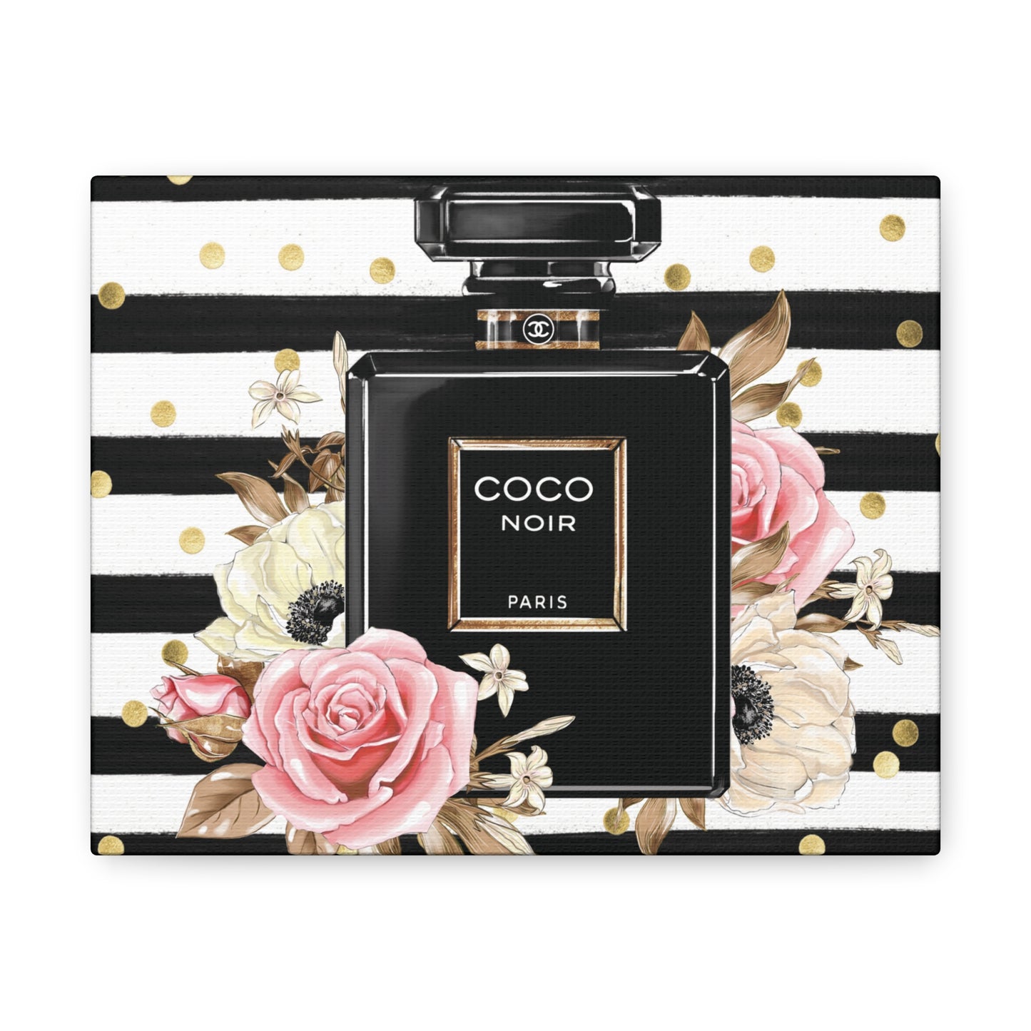 Elegance in Black: Coco Noir Perfume Bottle Canvas Art