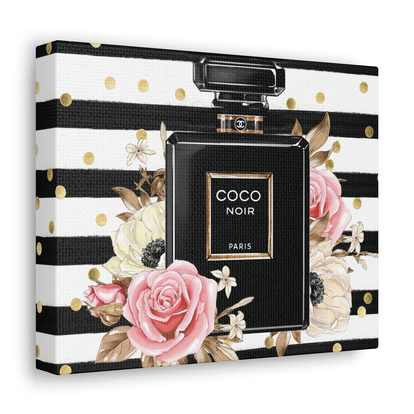 Elegance in Black: Coco Noir Perfume Bottle Canvas Art