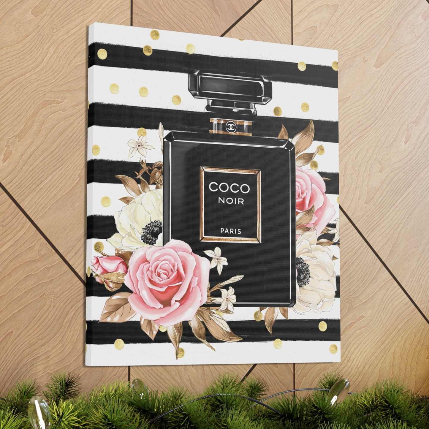 Elegance in Black: Coco Noir Perfume Bottle Canvas Art