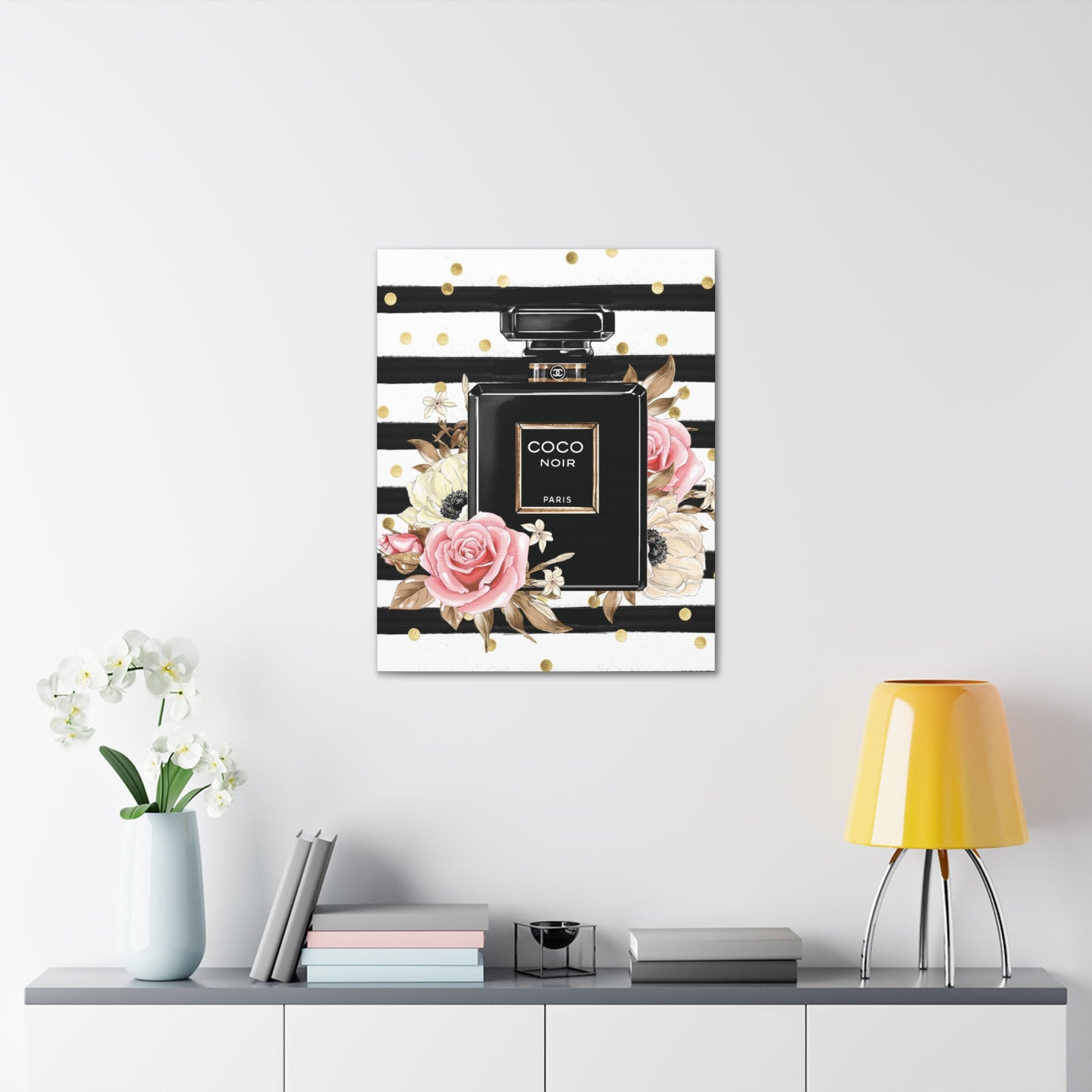 Elegance in Black: Coco Noir Perfume Bottle Canvas Art