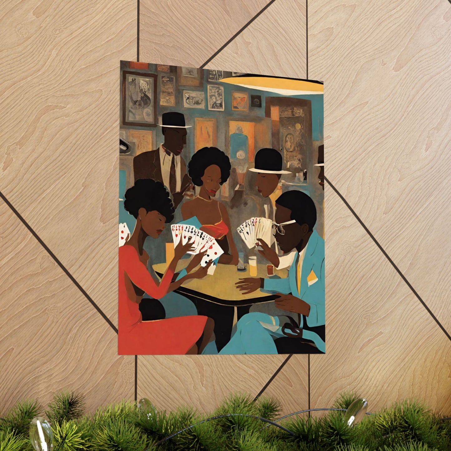 Spades Game Night Wall Art Vertical Posters, Mid-century African American Art