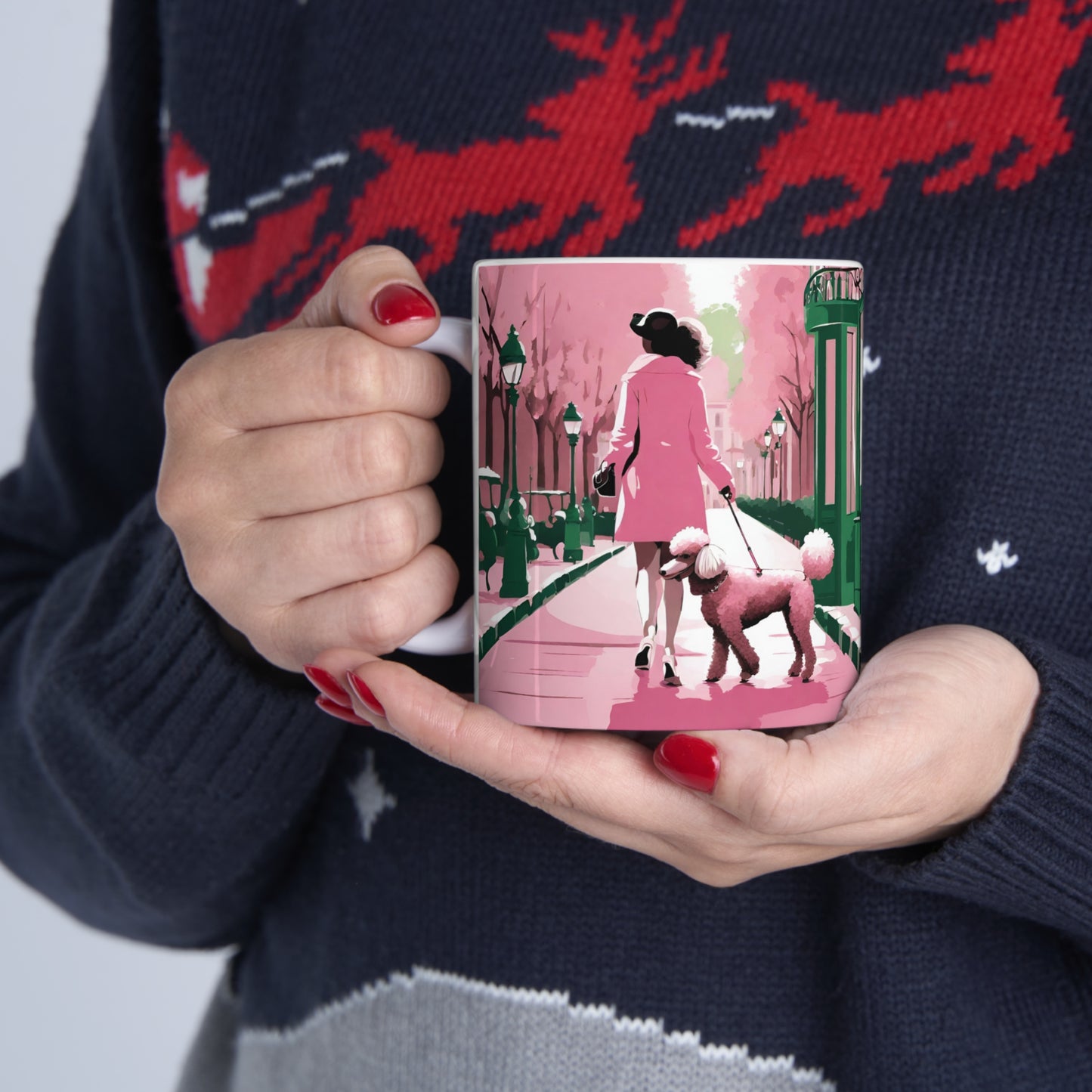 Poodle Walking in Paris Ceramic Mug | Coffee Mug for Dog Lovers | Gift for Her