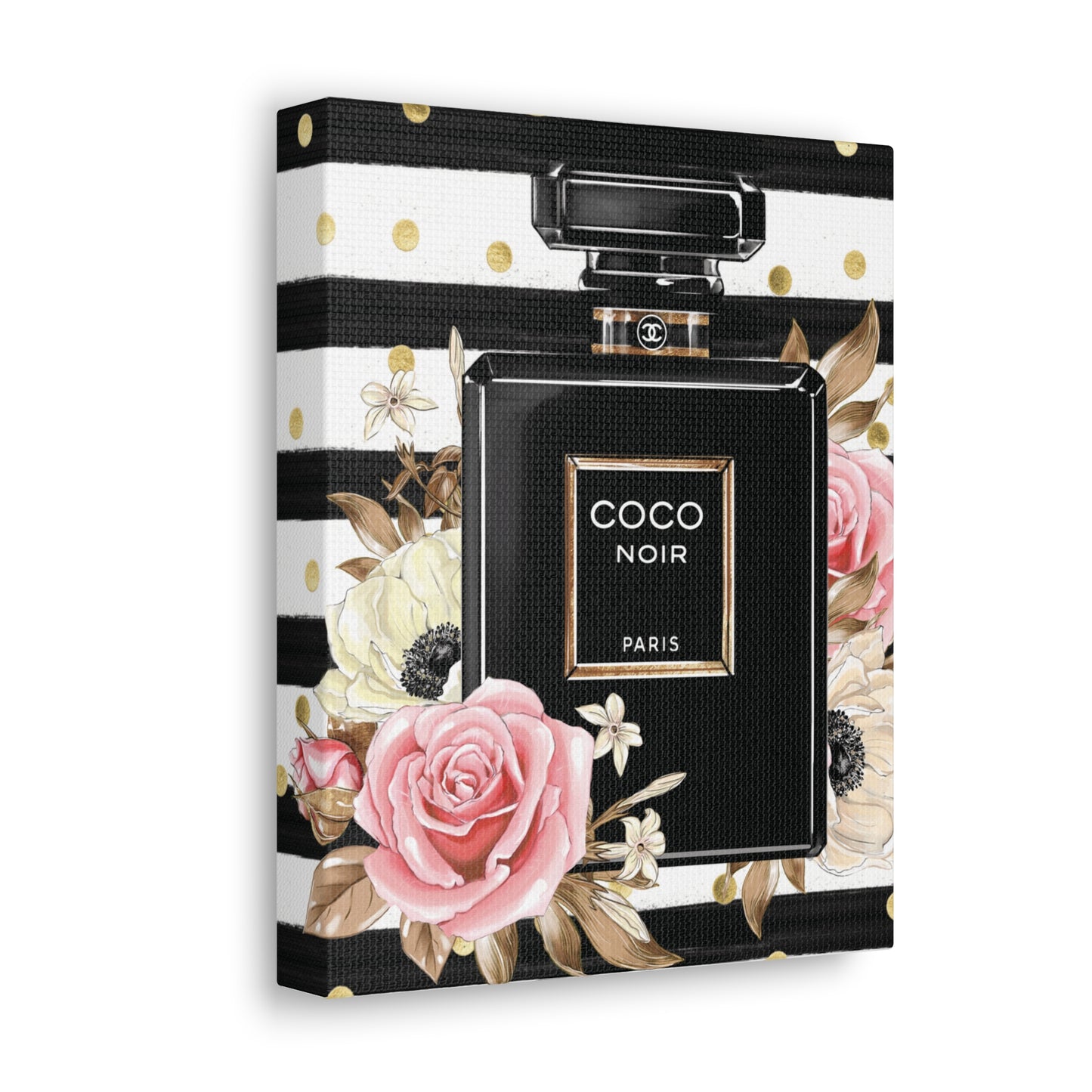 Elegance in Black: Coco Noir Perfume Bottle Canvas Art