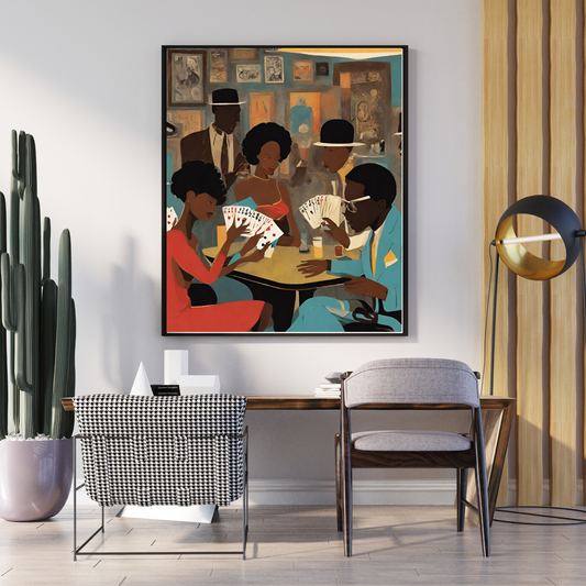 Spades Game Night Wall Art Vertical Posters, Mid-century African American Art