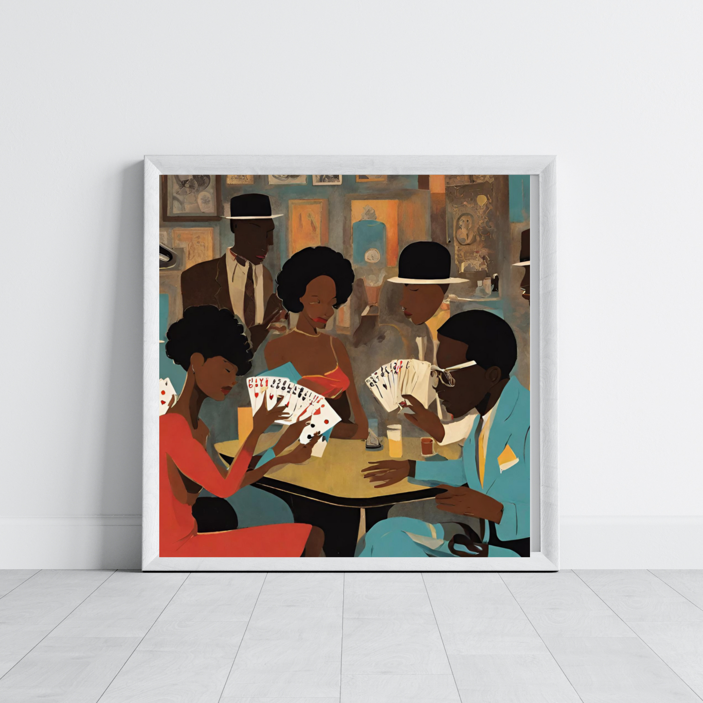 Spades Game Night Wall Art Vertical Posters, Mid-century African American Art