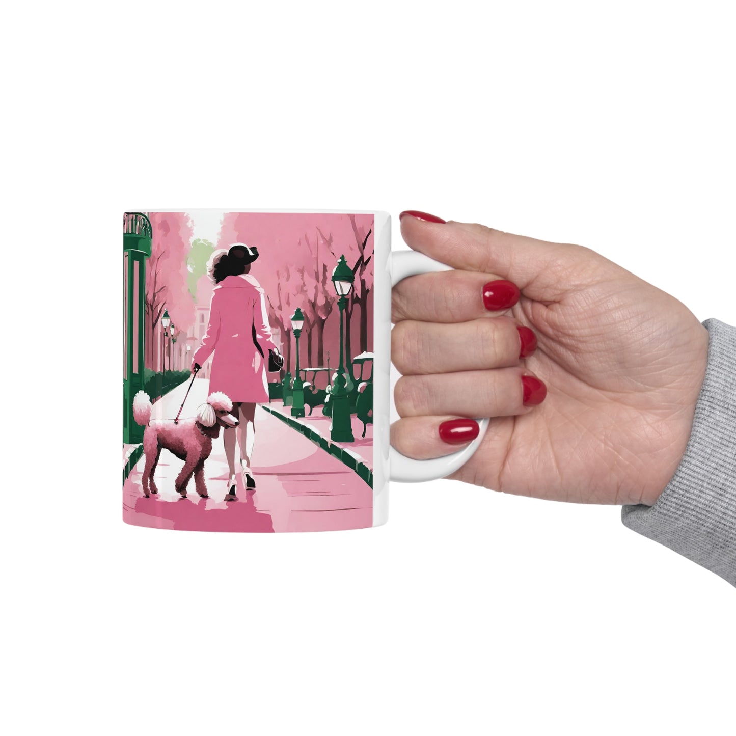 Poodle Walking in Paris Ceramic Mug | Coffee Mug for Dog Lovers | Gift for Her