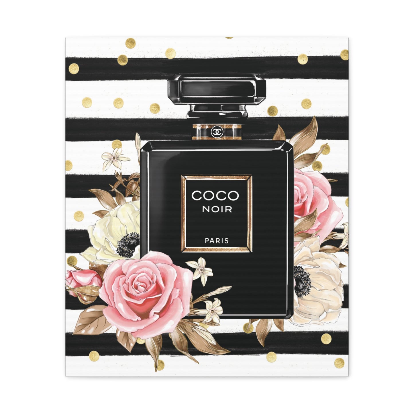 Elegance in Black: Coco Noir Perfume Bottle Canvas Art