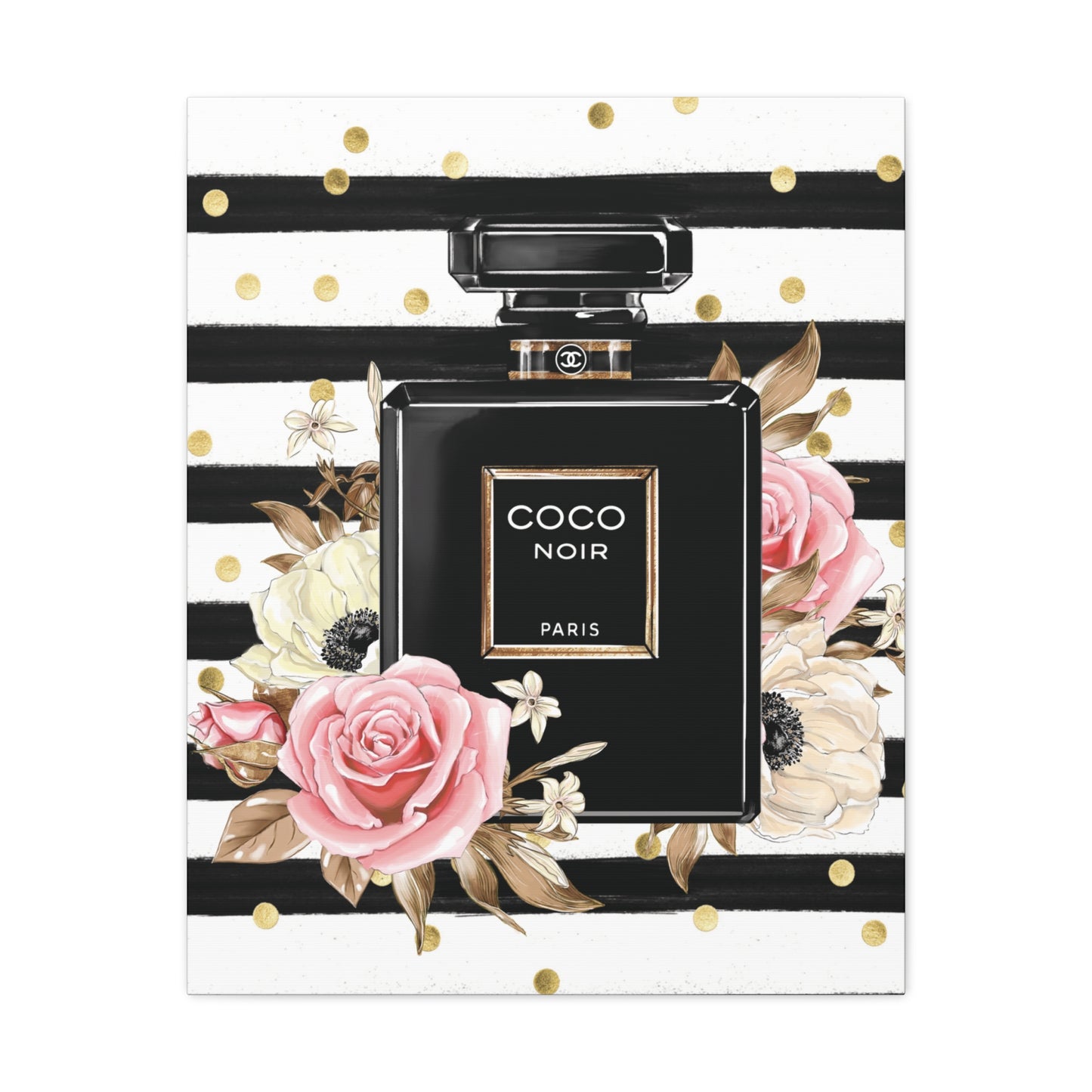 Elegance in Black: Coco Noir Perfume Bottle Canvas Art