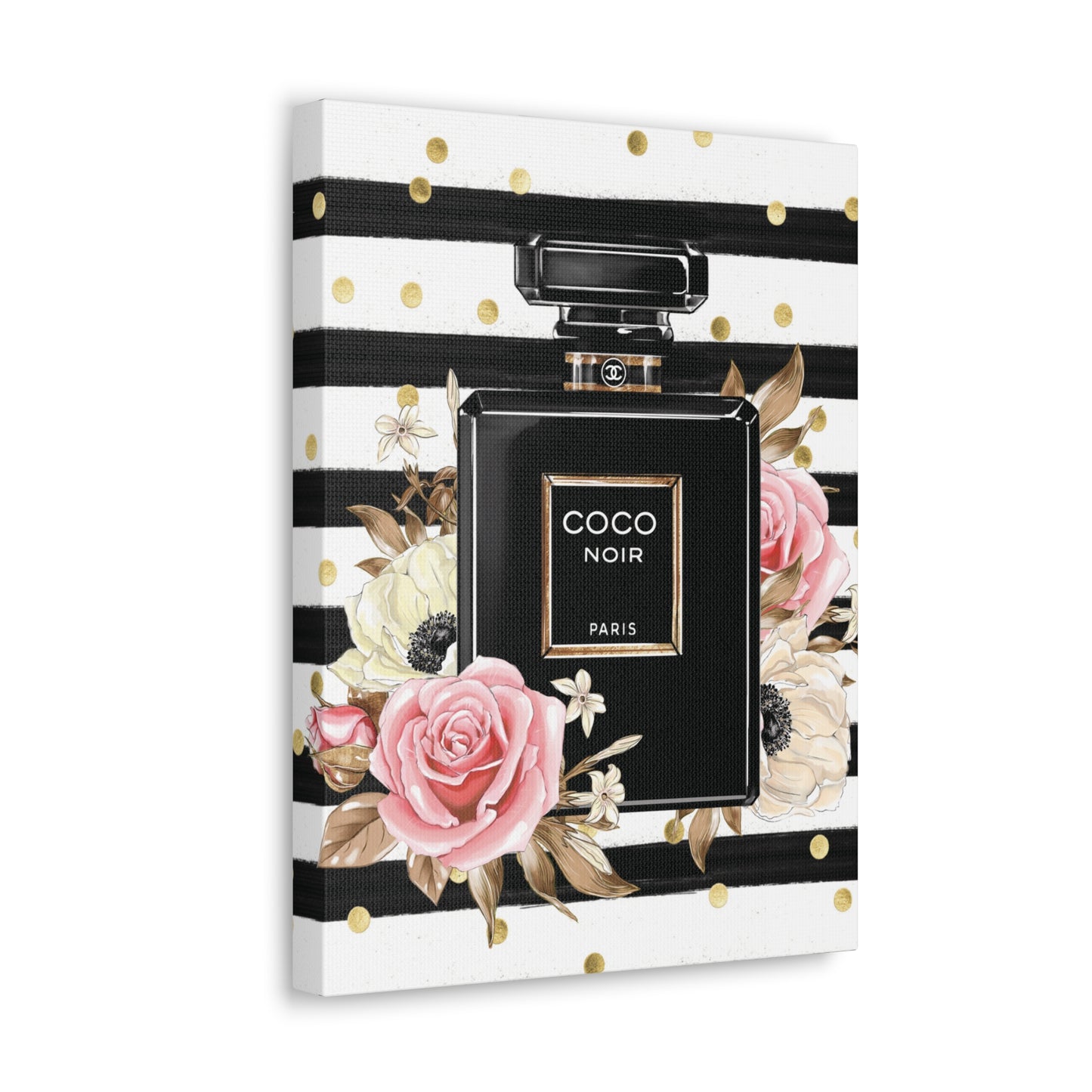 Elegance in Black: Coco Noir Perfume Bottle Canvas Art