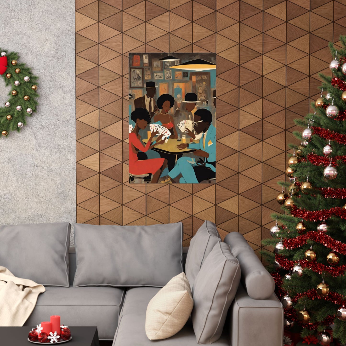 Spades Game Night Wall Art Vertical Posters, Mid-century African American Art