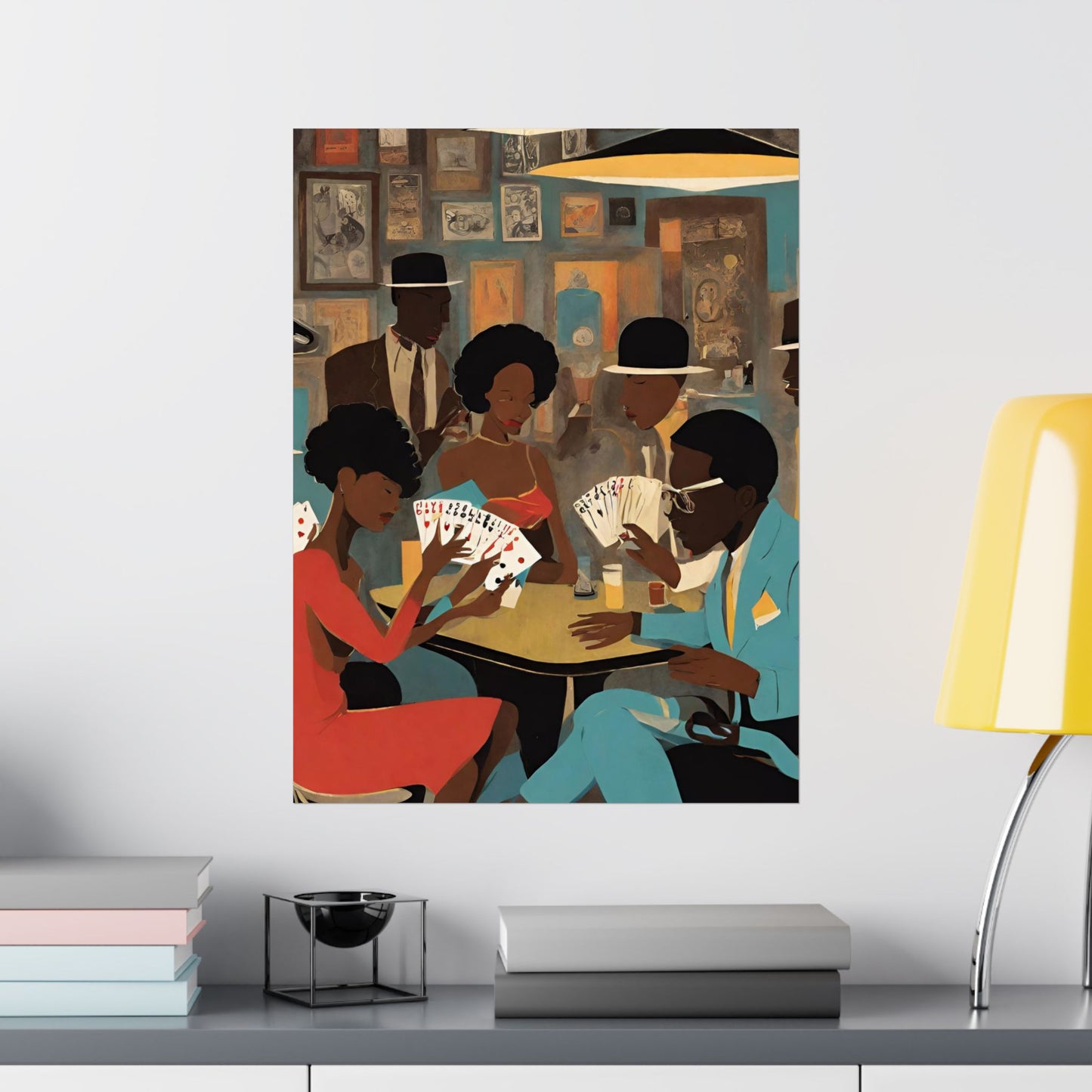 Spades Game Night Wall Art Vertical Posters, Mid-century African American Art