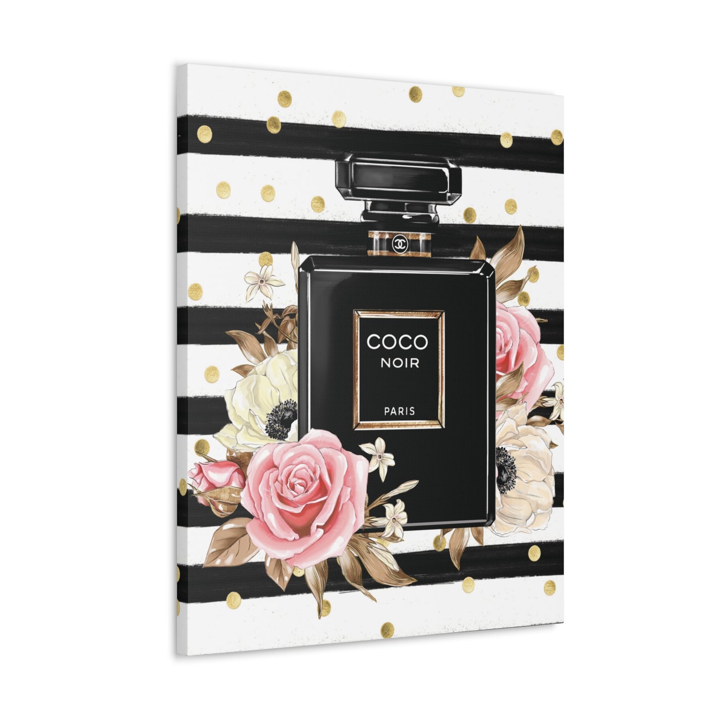 Elegance in Black: Coco Noir Perfume Bottle Canvas Art