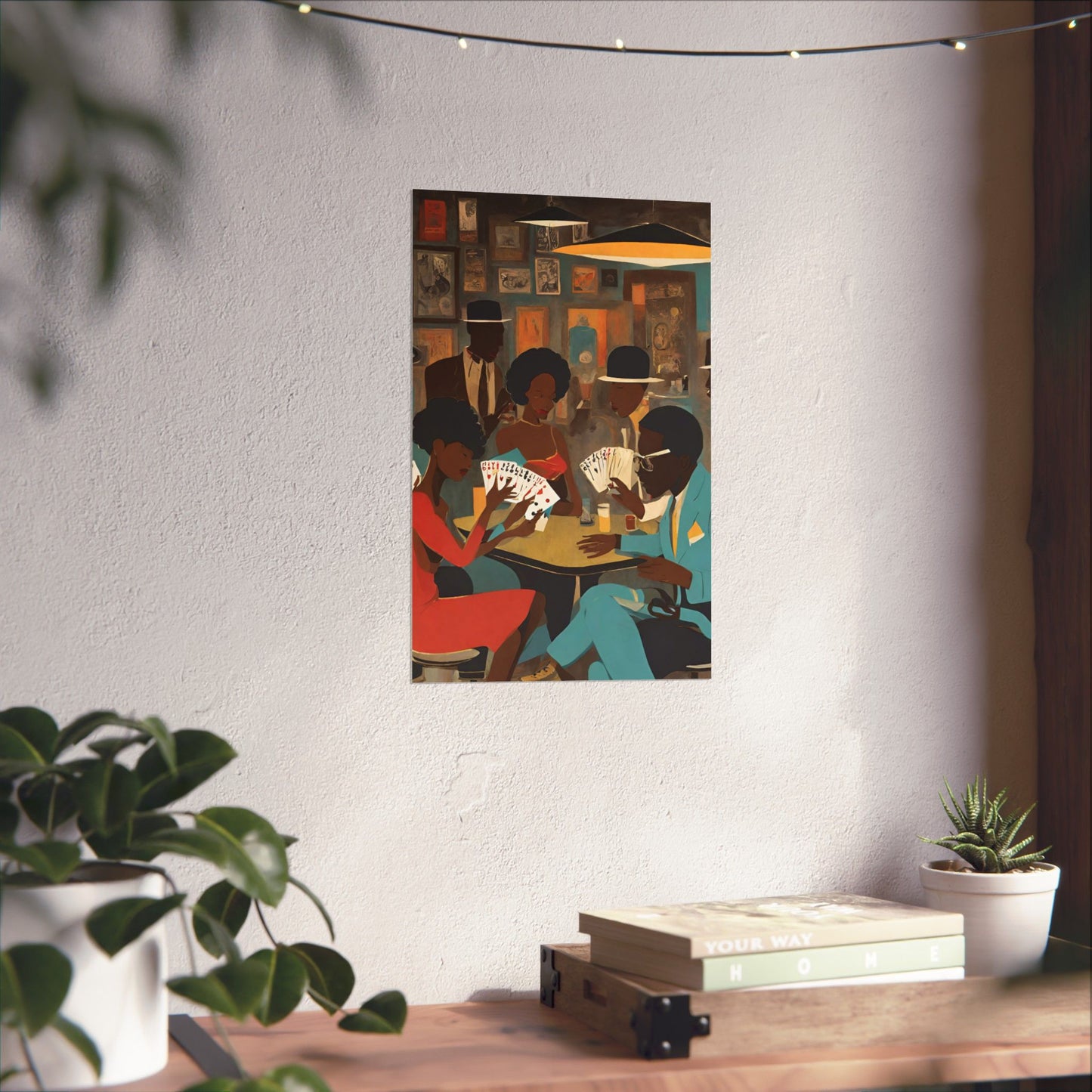 Spades Game Night Wall Art Vertical Posters, Mid-century African American Art