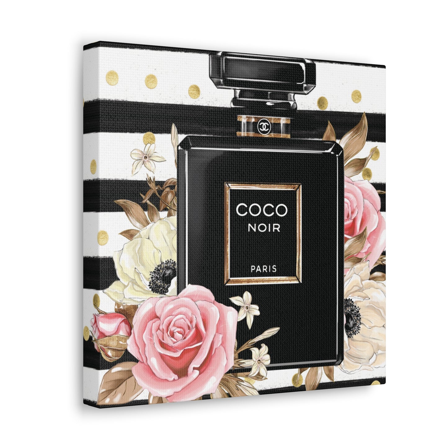 Elegance in Black: Coco Noir Perfume Bottle Canvas Art