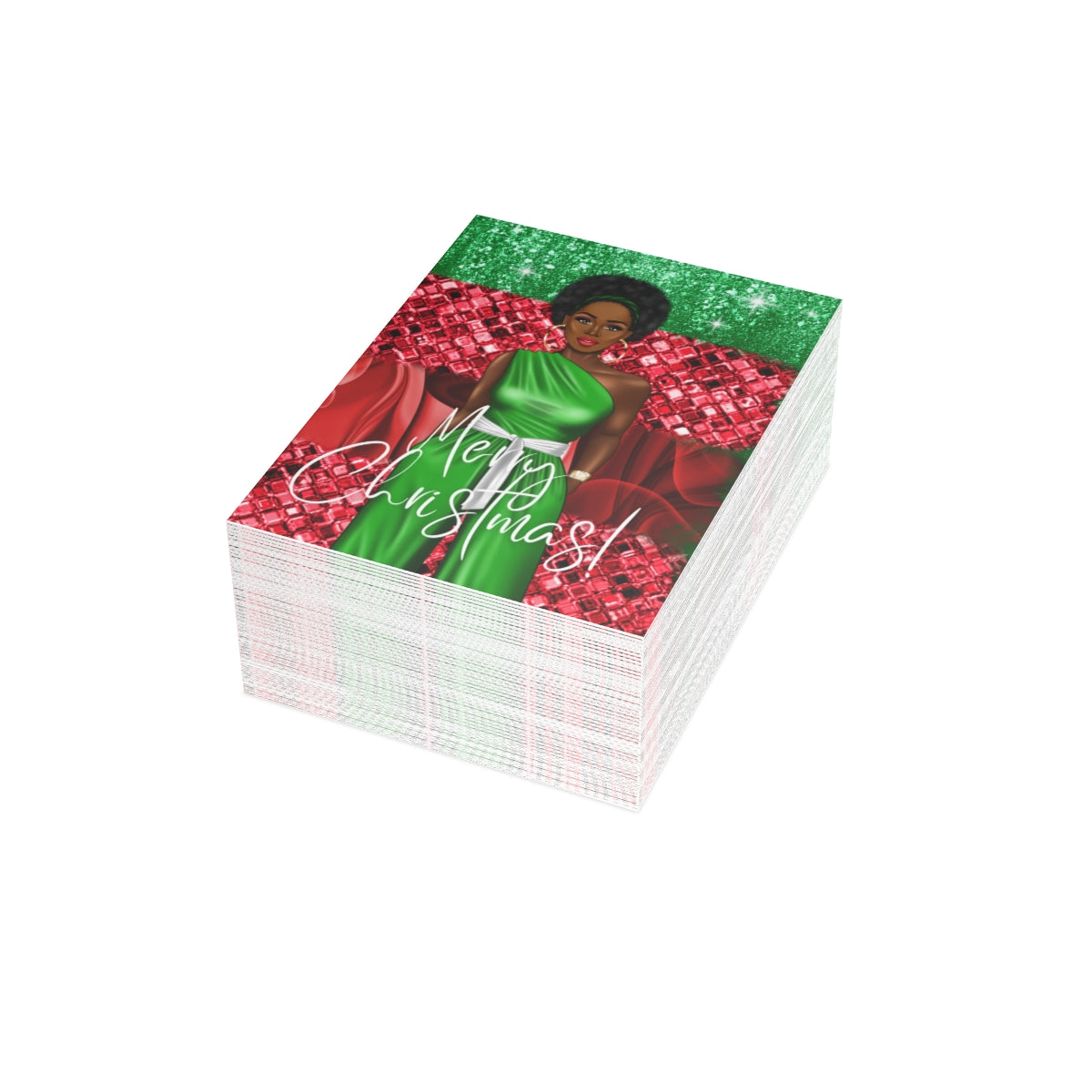 Black Woman Christmas Greeting Cards (1, 10, 30, and 50pcs)