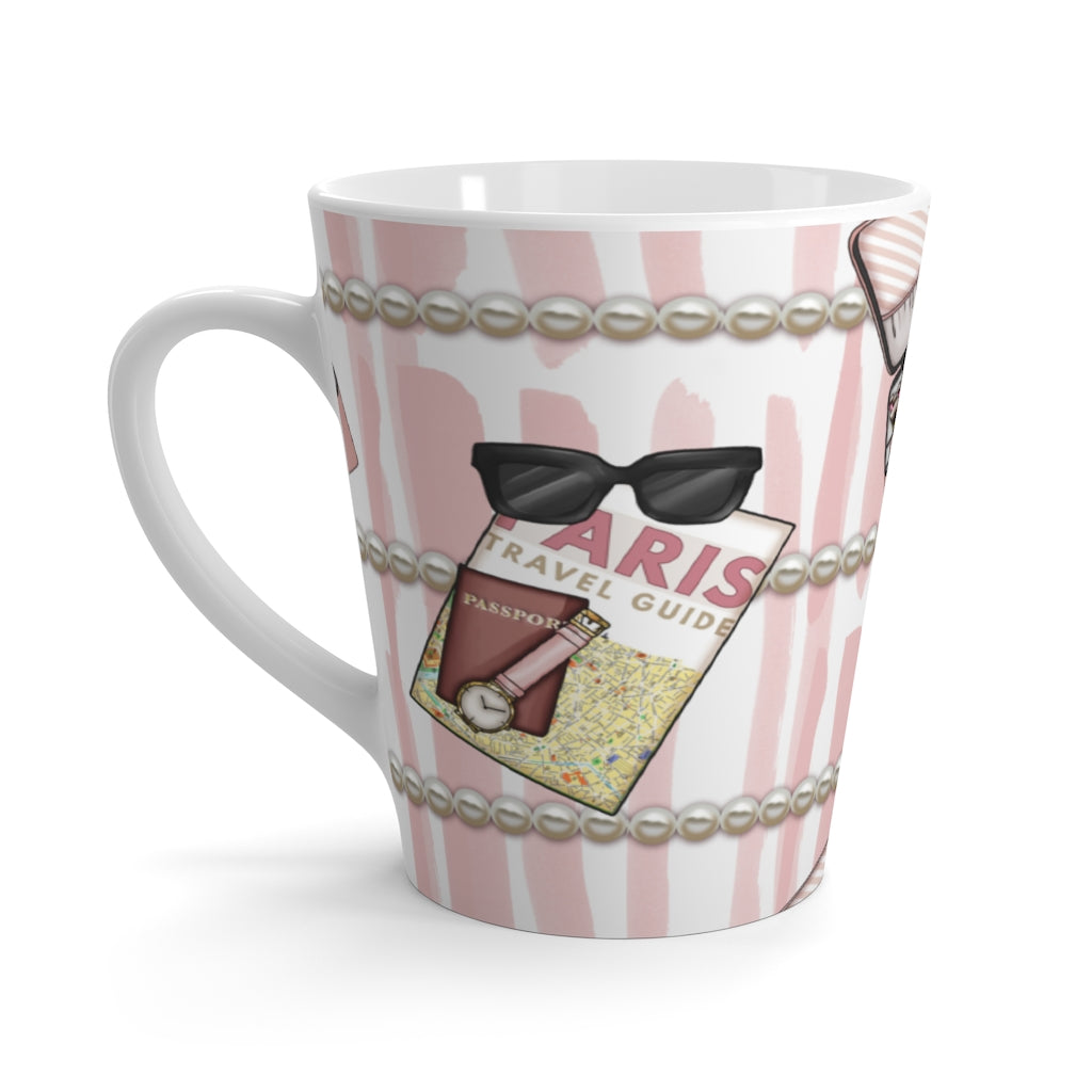 Paris, Pearls and Makeup Case Latte Mug-Blush Pink Mug