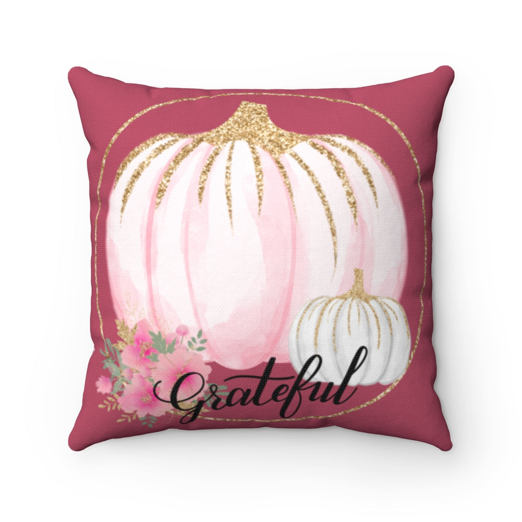 Grateful Pumpkin Square Pillow