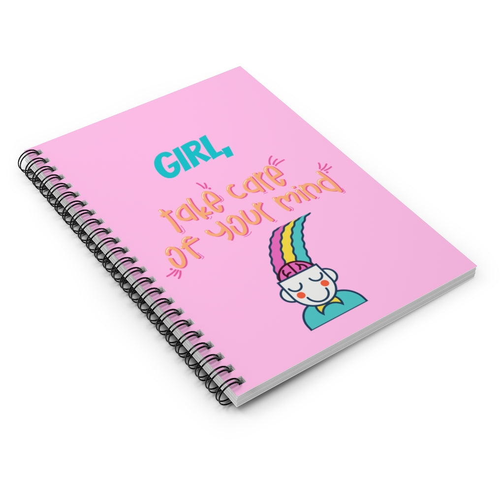 Take Care of Your Mind Pink Spiral Notebook-Notebook-Epitome of Beaute