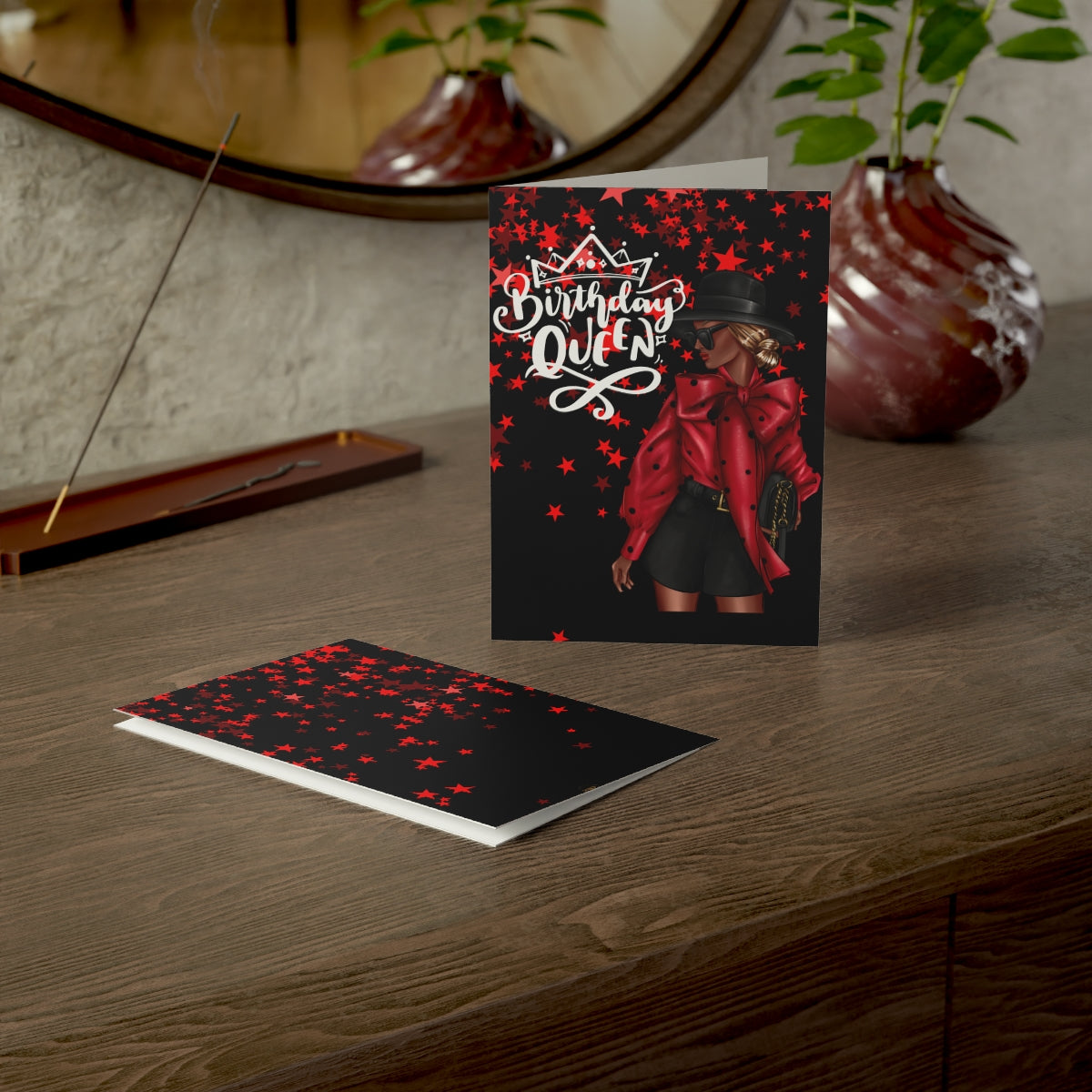 Birthday Queen Greeting Cards (1, 10, 30, and 50pcs)| Black Girl Birthday Card