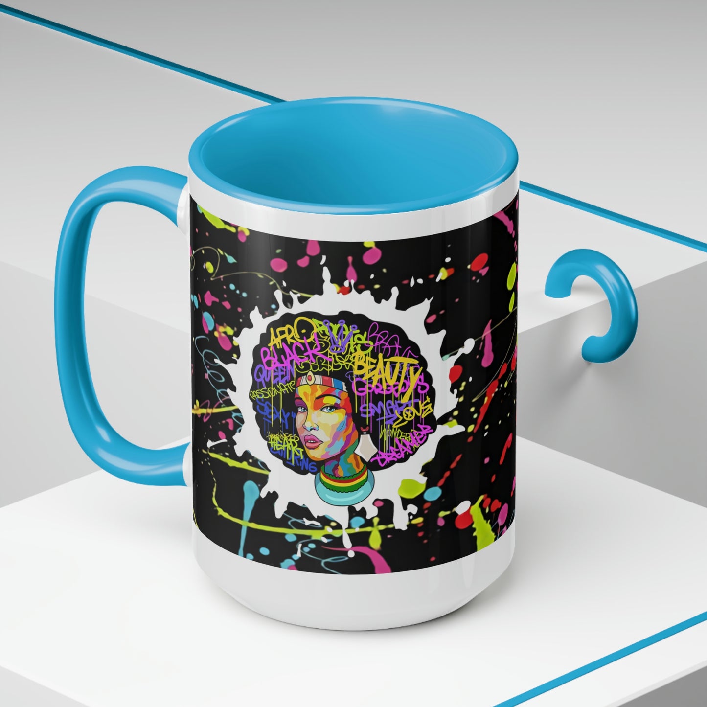 Black Queen Nutrition Two-Tone Coffee Mugs| Graffiti Mug