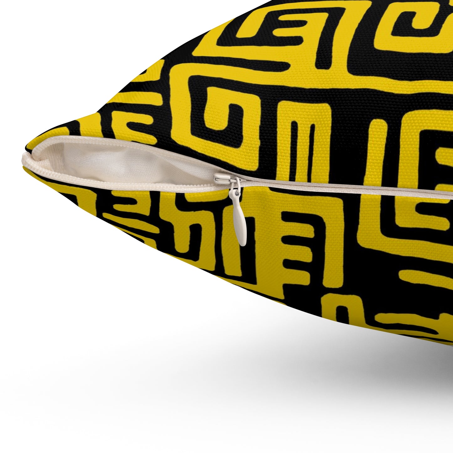 Afrocentric Geometric Maze Throw Pillow