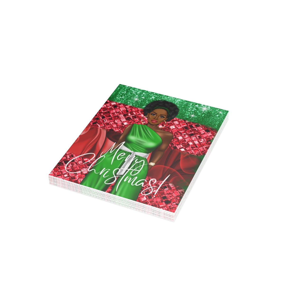 Black Woman Christmas Greeting Cards (1, 10, 30, and 50pcs)