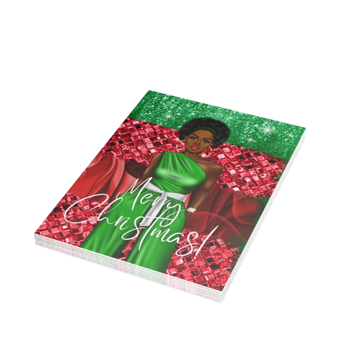 Black Woman Christmas Greeting Cards (1, 10, 30, and 50pcs)