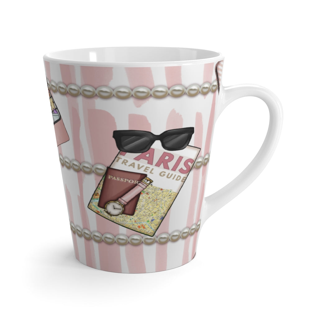 Paris, Pearls and Makeup Case Latte Mug-Blush Pink Mug