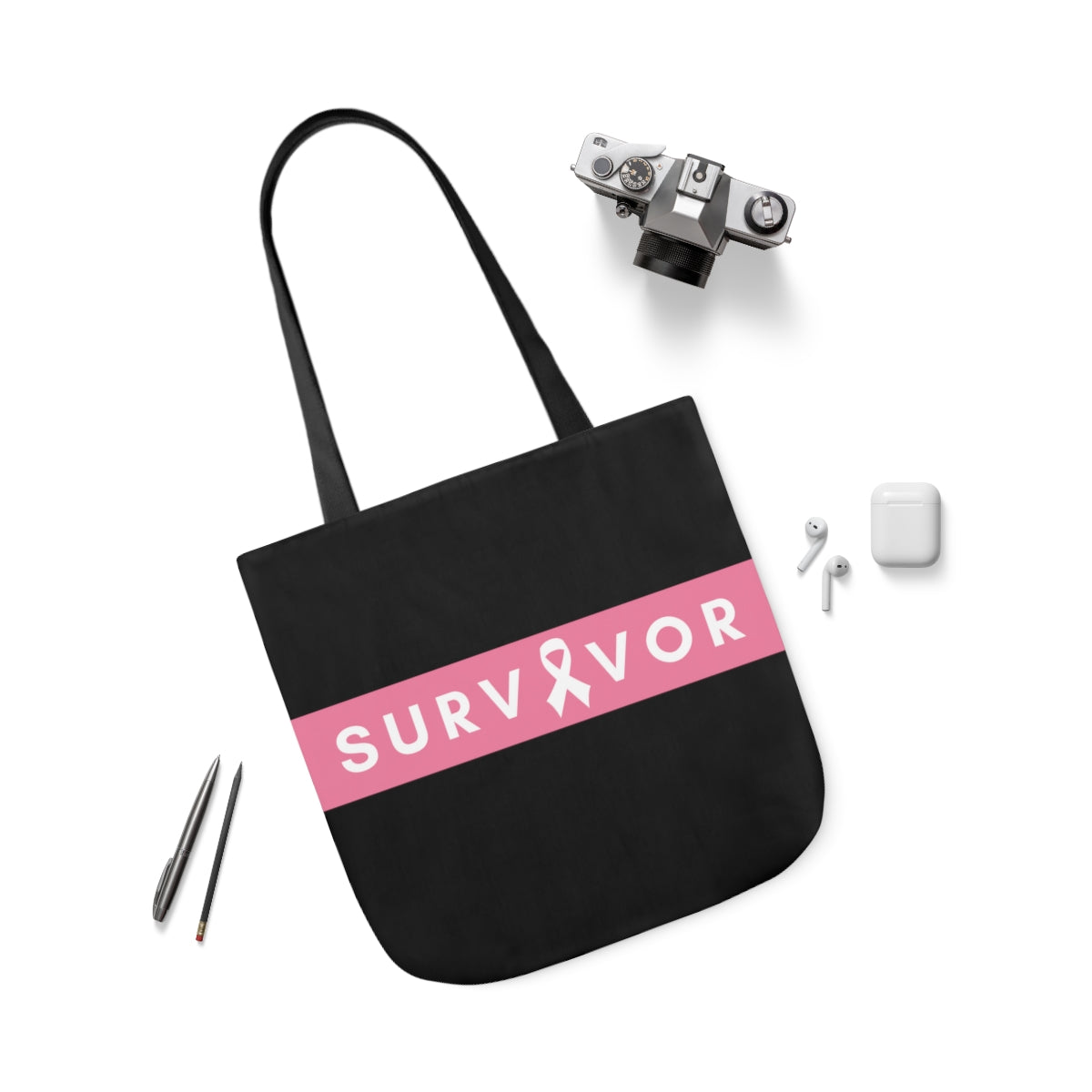 Survivor Canvas Tote Bag| Breast Cancer Awareness Tote Bag