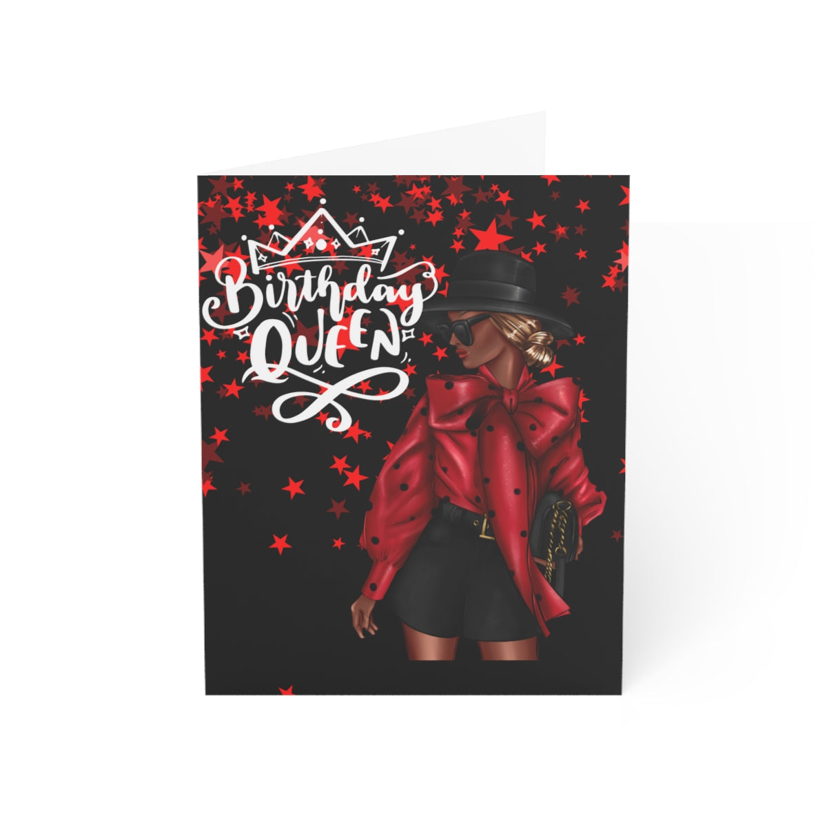 Birthday Queen Greeting Cards (1, 10, 30, and 50pcs)| Black Girl Birthday Card