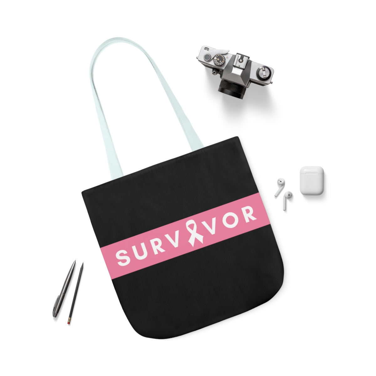 Survivor Canvas Tote Bag| Breast Cancer Awareness Tote Bag