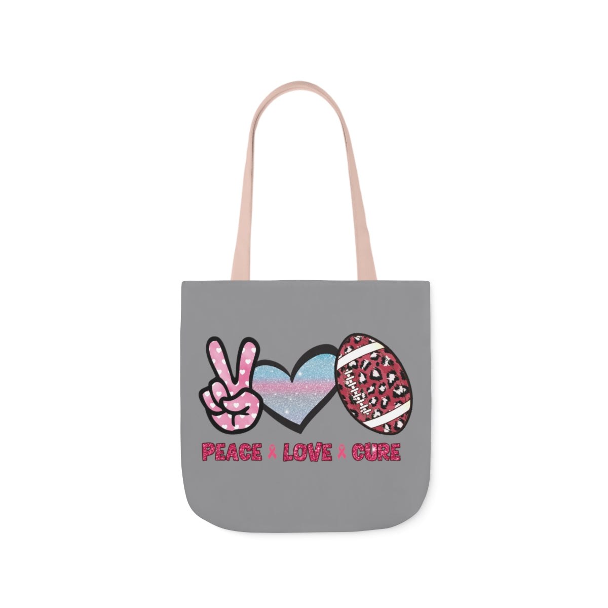 Peace Love Cure Canvas Tote Bag| Breast Cancer Tote Bag