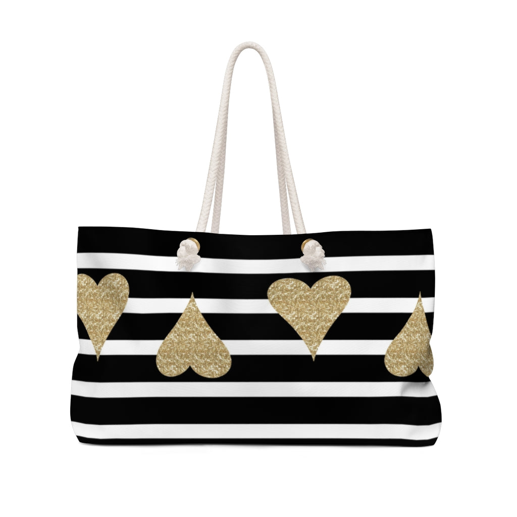 Golden Hearts and Strips Weekender Bag