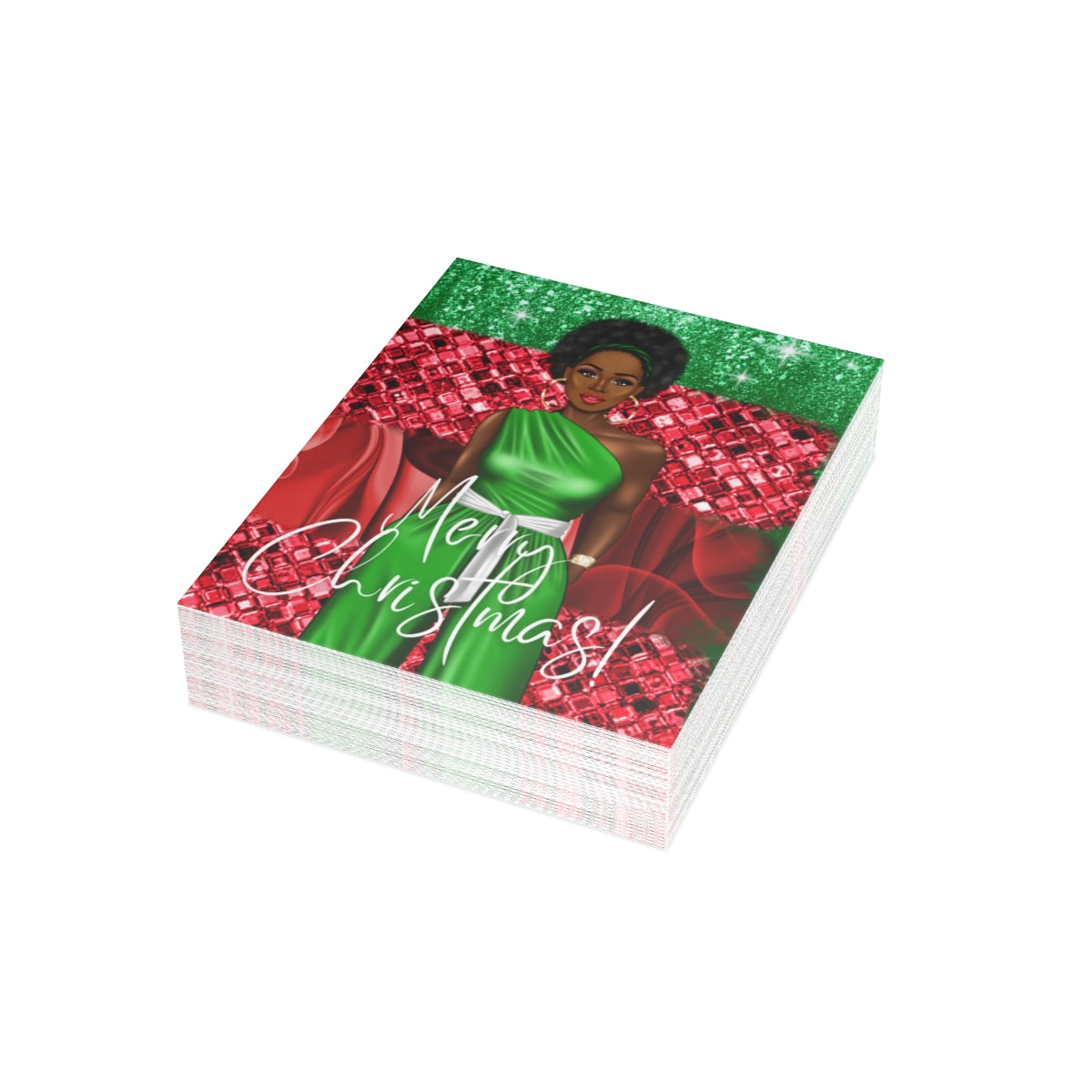 Black Woman Christmas Greeting Cards (1, 10, 30, and 50pcs)