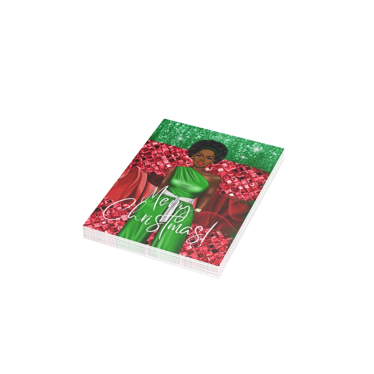 Black Woman Christmas Greeting Cards (1, 10, 30, and 50pcs)