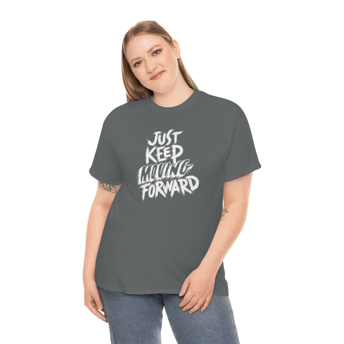 Just Keep Moving Forward Unisex Heavy Cotton Tee| Motivational Shirt