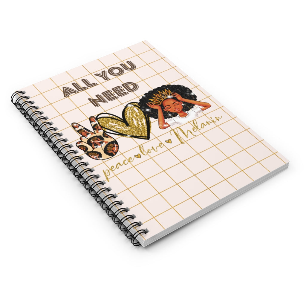 Peace, Love, and Melanin Spiral Notebook-Notebook-Epitome of Beaute