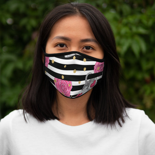 Black and White Stripe & Rose Face Mask-Accessories-Epitome of Beaute