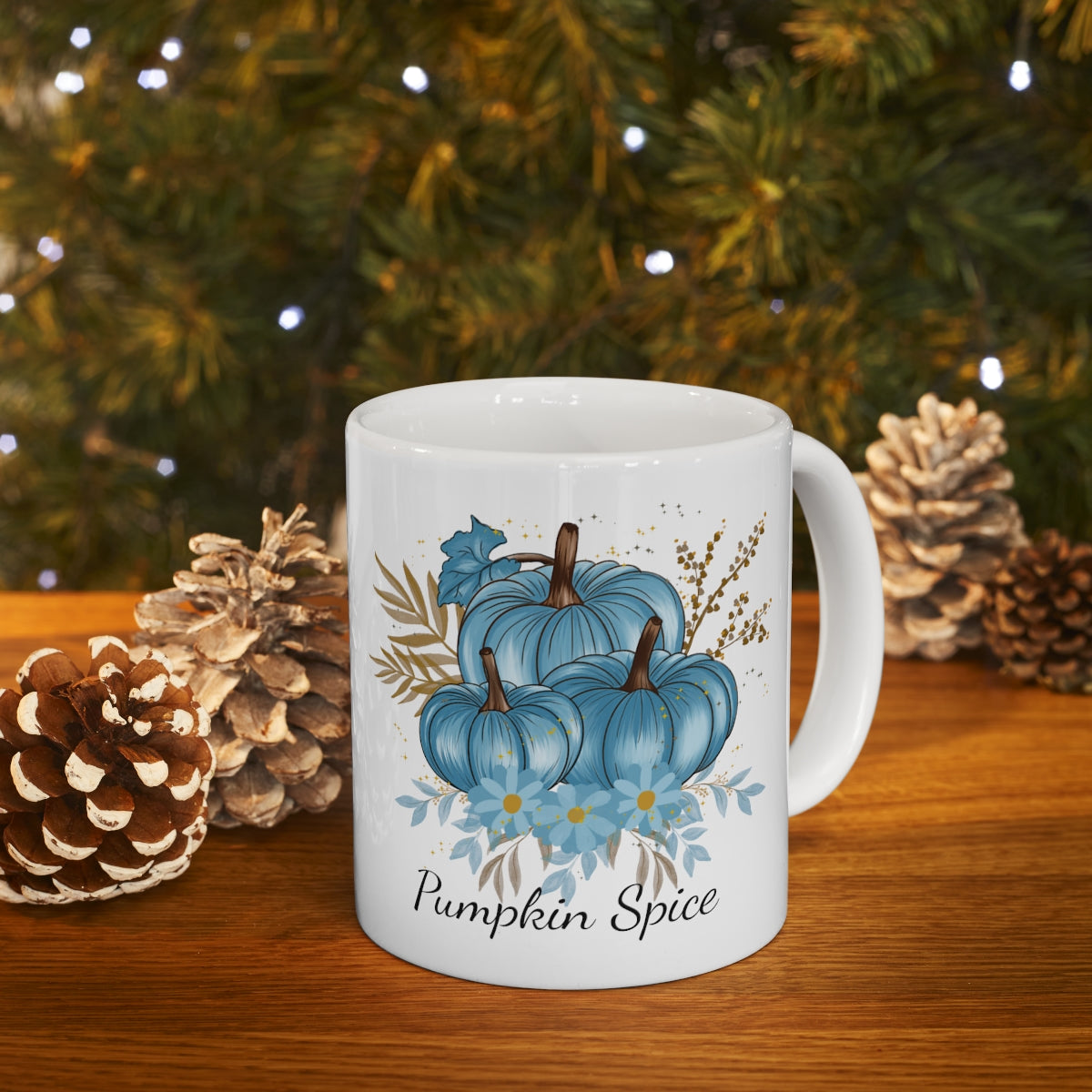 Blue Pumpkin Spice Ceramic Mug