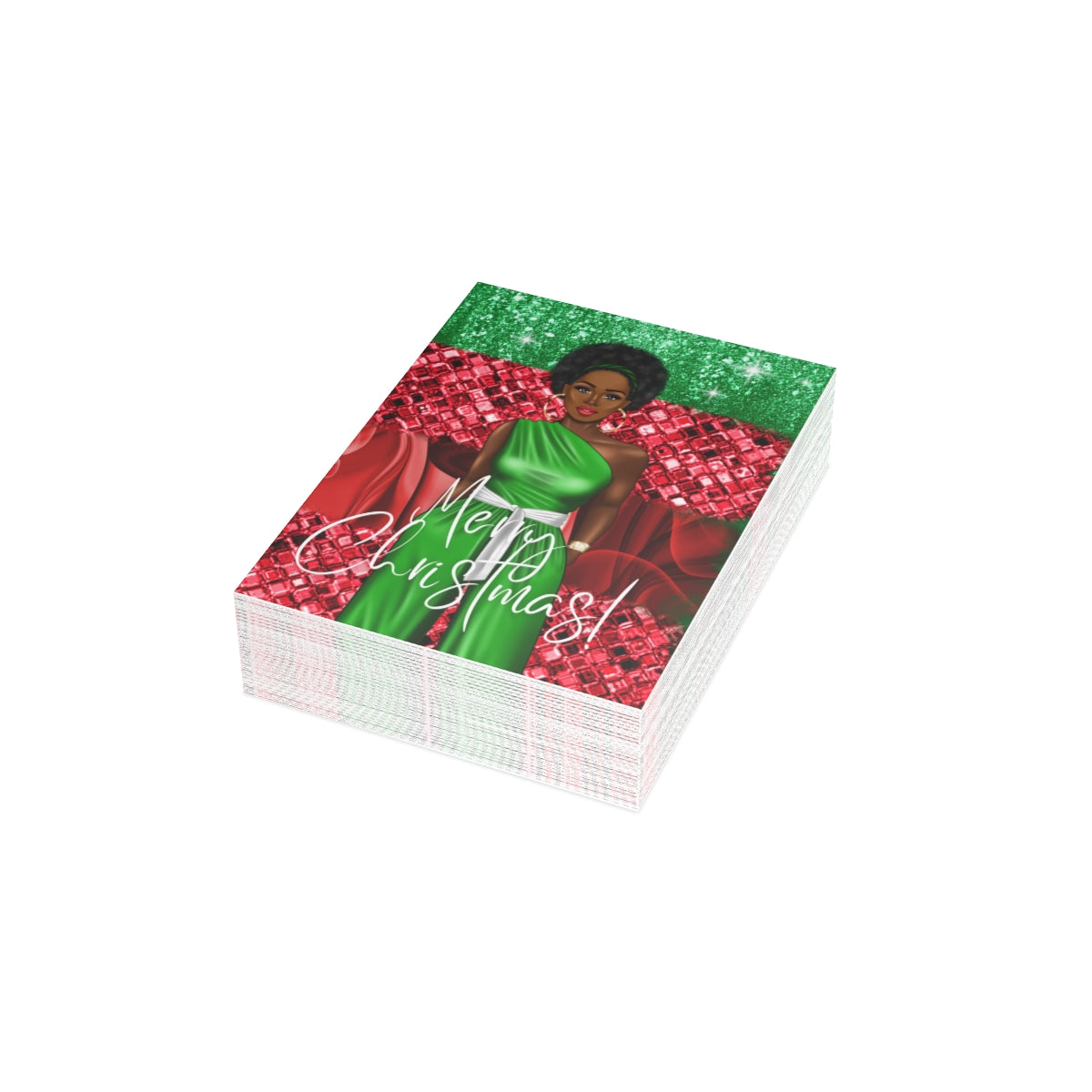 Black Woman Christmas Greeting Cards (1, 10, 30, and 50pcs)