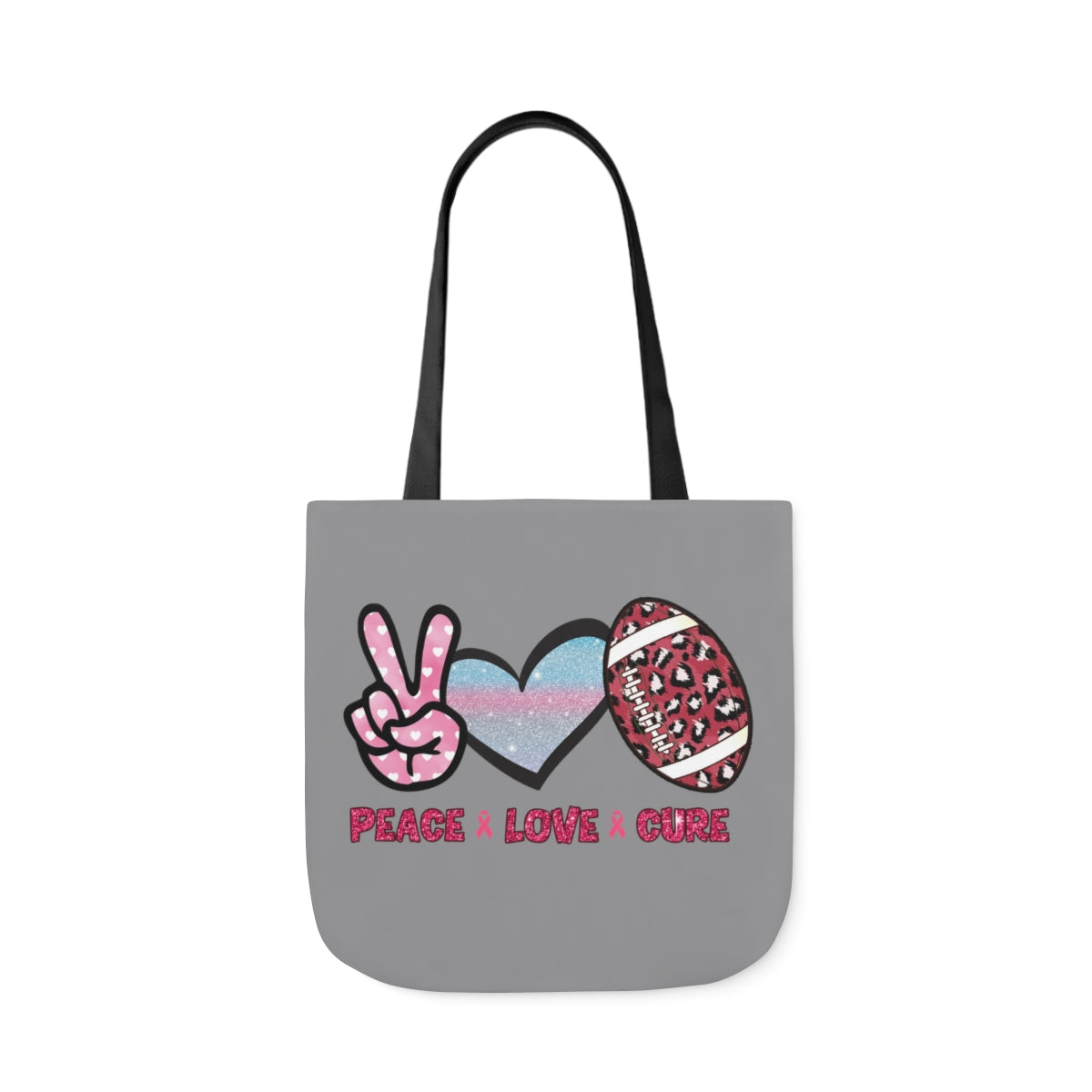 Peace Love Cure Canvas Tote Bag| Breast Cancer Tote Bag